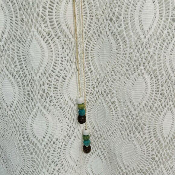 Saint Tropez West Swim Coverup Women M Cream Cold Shoulder Beads Boho Beach - Picture 7 of 10